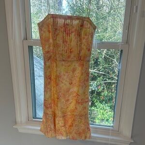 Ann Taylor Peach and Yellow Floral Dress